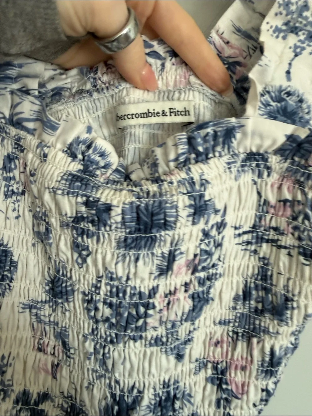 Abercrombie & Fitch White Maxi Dress with Blue and Pink Floral Print